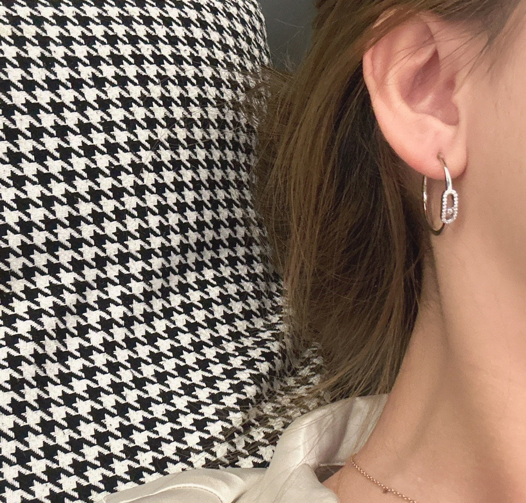 [Resenly Jewelry]CREOLES MOVE UNO PM DIAMOND EARRINGS