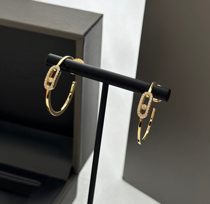 [Resenly Jewelry]CREOLES MOVE UNO PM DIAMOND EARRINGS