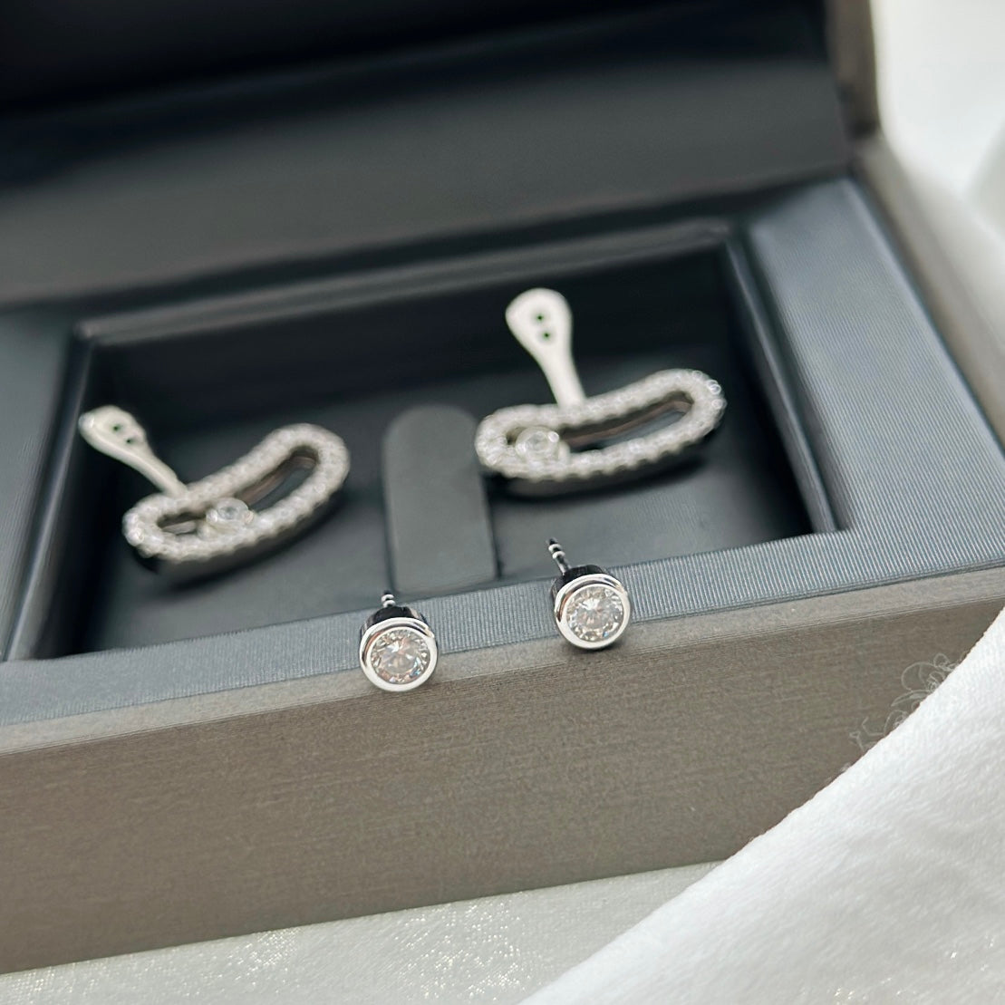 [Resenly Jewelry]MOVE UNO SILVER DIAMOND EARRINGS