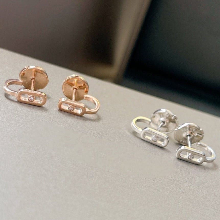 [Resenly Jewelry]CREOLES MOVE UNO MINI 1 DIAMOND EARRINGS