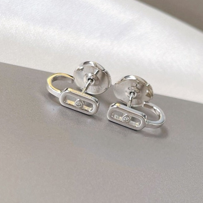 [Resenly Jewelry]CREOLES MOVE UNO MINI 1 DIAMOND EARRINGS