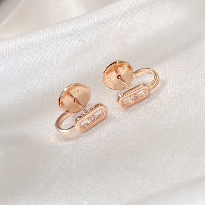 [Resenly Jewelry]CREOLES MOVE UNO MINI 1 DIAMOND EARRINGS