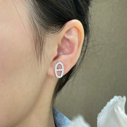 [Resenly Jewelry]HM FULL DIAMOND PIG NOSE STUD EARRINGS