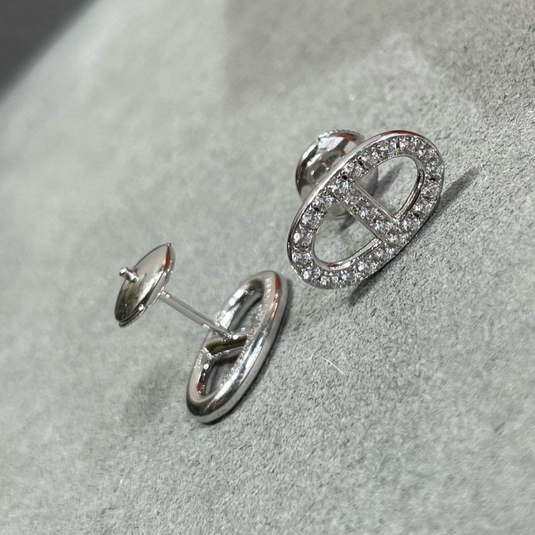 [Resenly Jewelry]HM FULL DIAMOND PIG NOSE STUD EARRINGS