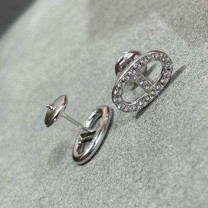 [Resenly Jewelry]HM FULL DIAMOND PIG NOSE STUD EARRINGS