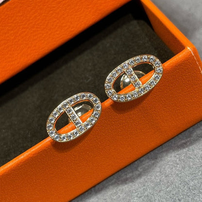 [Resenly Jewelry]HM FULL DIAMOND PIG NOSE STUD EARRINGS