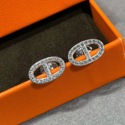 [Resenly Jewelry]HM FULL DIAMOND PIG NOSE STUD EARRINGS