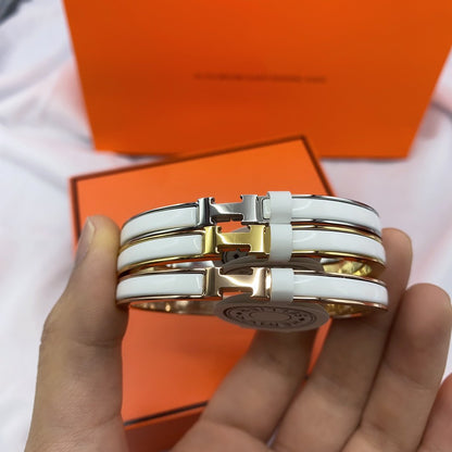 [Resenly Jewelry]CLASSIC HM CLIC WHITE 8MM ENAMEL BRACELET