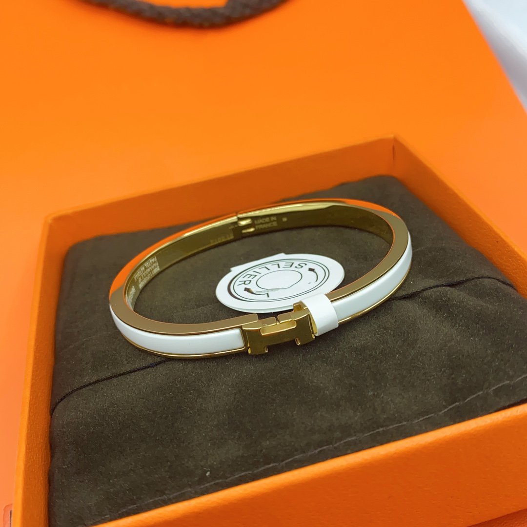 [Resenly Jewelry]CLASSIC HM CLIC WHITE 8MM ENAMEL BRACELET