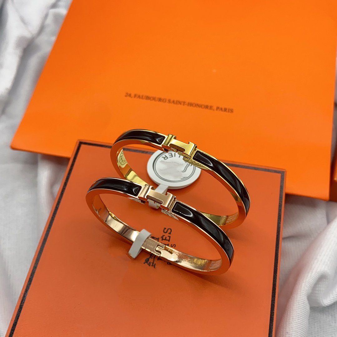 [Resenly Jewelry]CLASSIC HM CLIC BLACK 8MM ENAMEL BRACELET