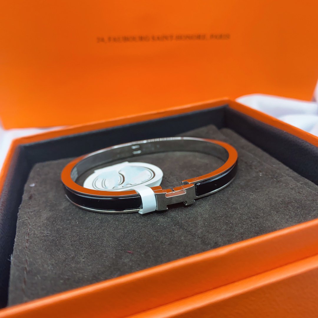 [Resenly Jewelry]CLASSIC HM CLIC BLACK 8MM ENAMEL BRACELET