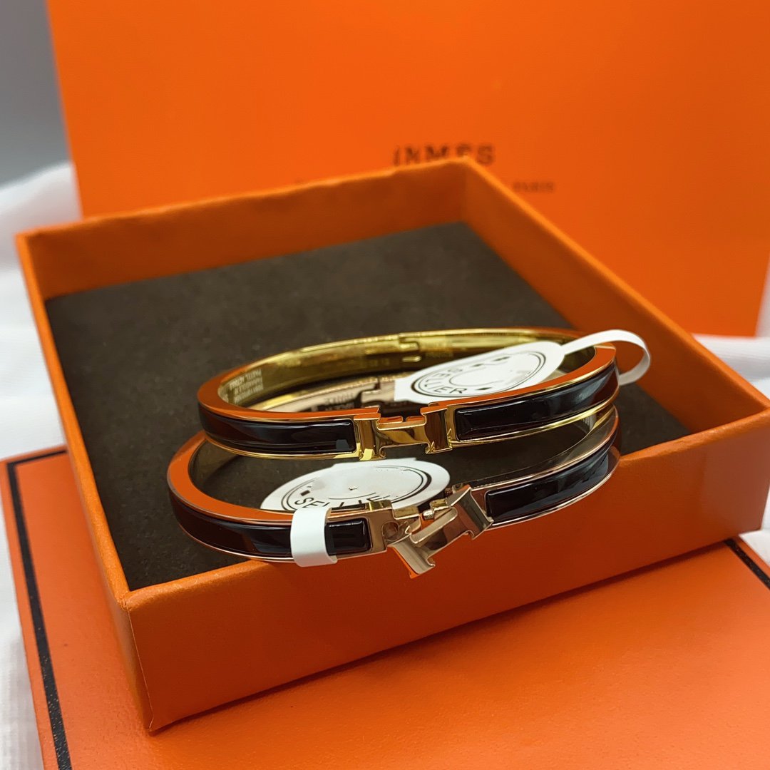 [Resenly Jewelry]CLASSIC HM CLIC BLACK 8MM ENAMEL BRACELET