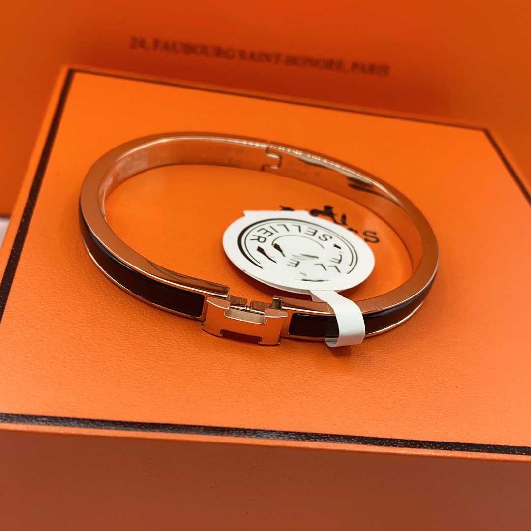[Resenly Jewelry]CLASSIC HM CLIC BLACK 8MM ENAMEL BRACELET