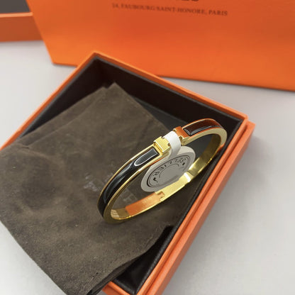 [Resenly Jewelry]CLASSIC HM CLIC BLACK 8MM ENAMEL BRACELET