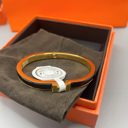 [Resenly Jewelry]CLASSIC HM CLIC BLACK 8MM ENAMEL BRACELET