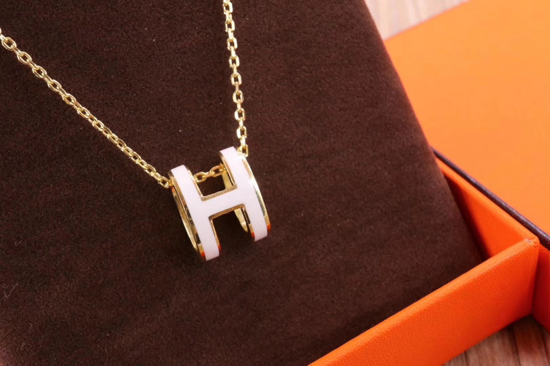 [Resenly Jewelry]HM CLIC YELLOW ENAMEL GOLD NECKLACE