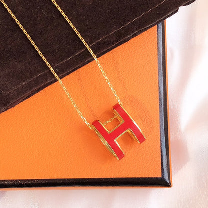 [Resenly Jewelry]HM CLIC RED ENAMEL GOLD NECKLACE