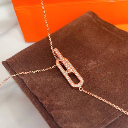 [Resenly Jewelry]HM NECKLACE PLATINUM ROSE GOLD DIAMOND