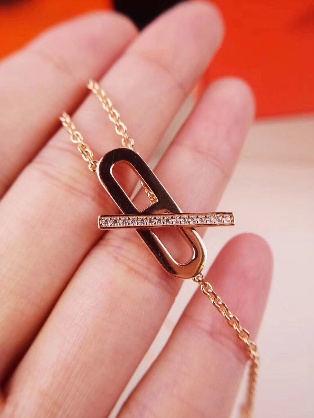 [Resenly Jewelry]HM NECKLACE PLATINUM ROSE GOLD DIAMOND