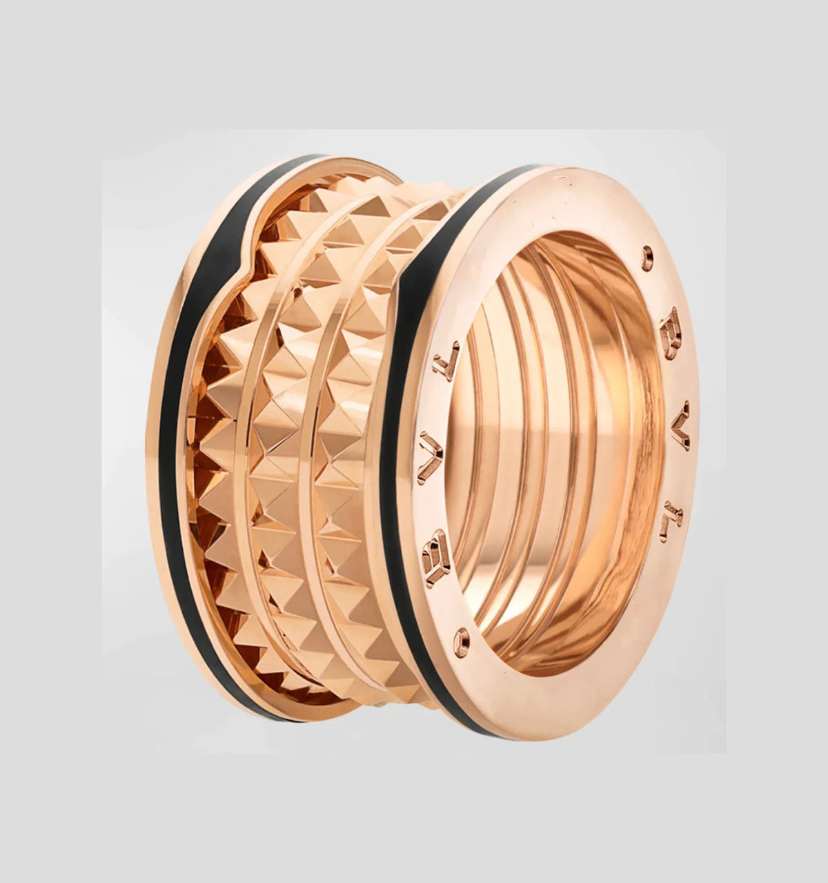 [Resenly Jewelry]ZERO 1 ROCK BLACK CERAMIC PINK GOLD LARGE MODEL
