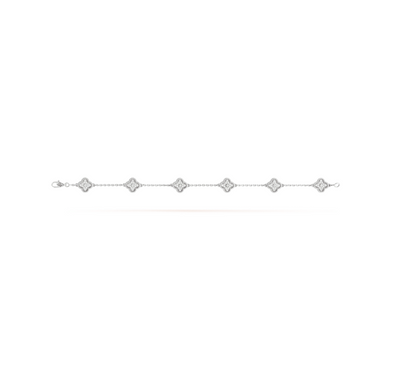 [Resenly Jewelry]CLOVER 6 MOTIF SILVER DIAMOND BRACELET