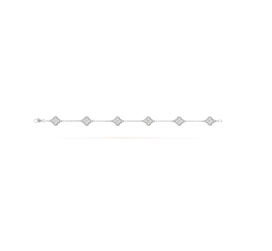 [Resenly Jewelry]CLOVER 6 MOTIF SILVER DIAMOND BRACELET