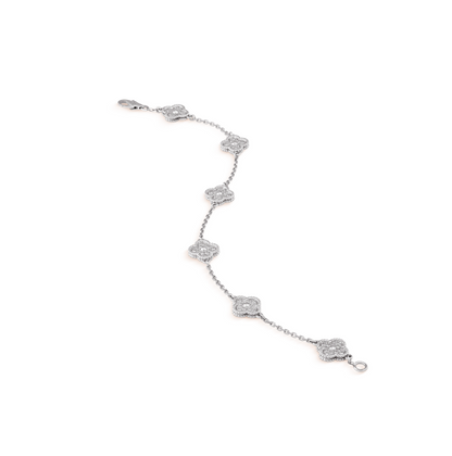 [Resenly Jewelry]CLOVER 6 MOTIF SILVER DIAMOND BRACELET