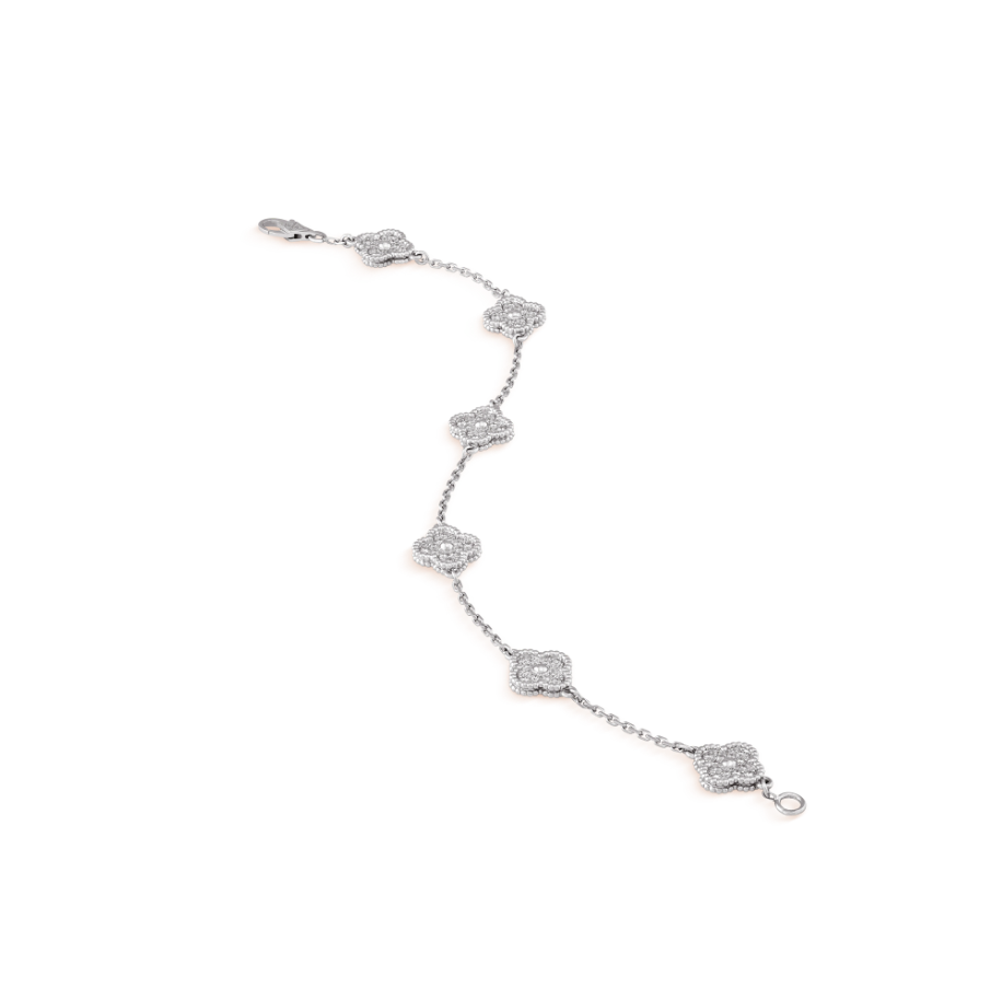 [Resenly Jewelry]CLOVER 6 MOTIF SILVER DIAMOND BRACELET