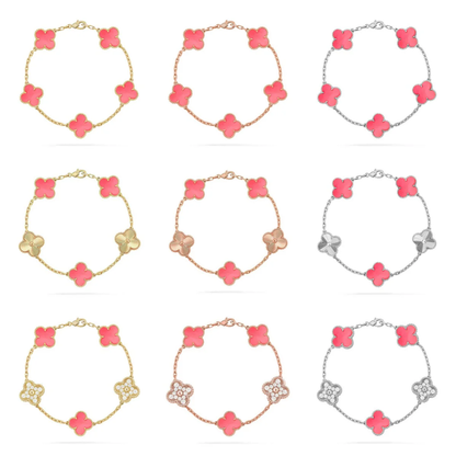 [Resenly Jewelry] CLOVER 5 MOTIFS  PINK MOP BRACELET COLLECTION