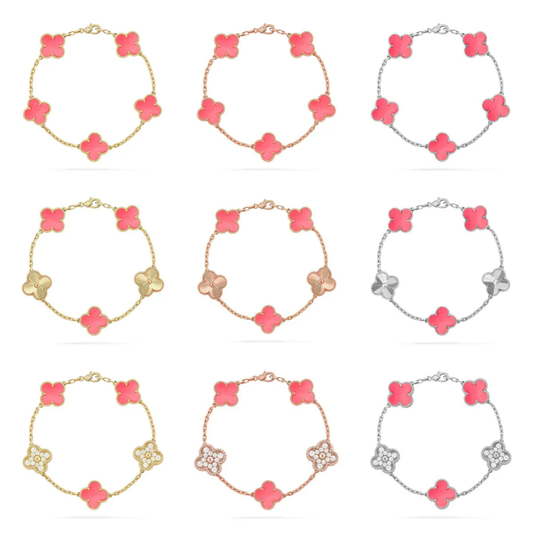 [Resenly Jewelry] CLOVER 5 MOTIFS  PINK MOP BRACELET COLLECTION