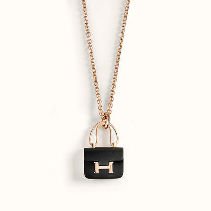 [Resenly Jewelry]CONSTANCE BLACK PEDANT PINK GOLD NECKLACE