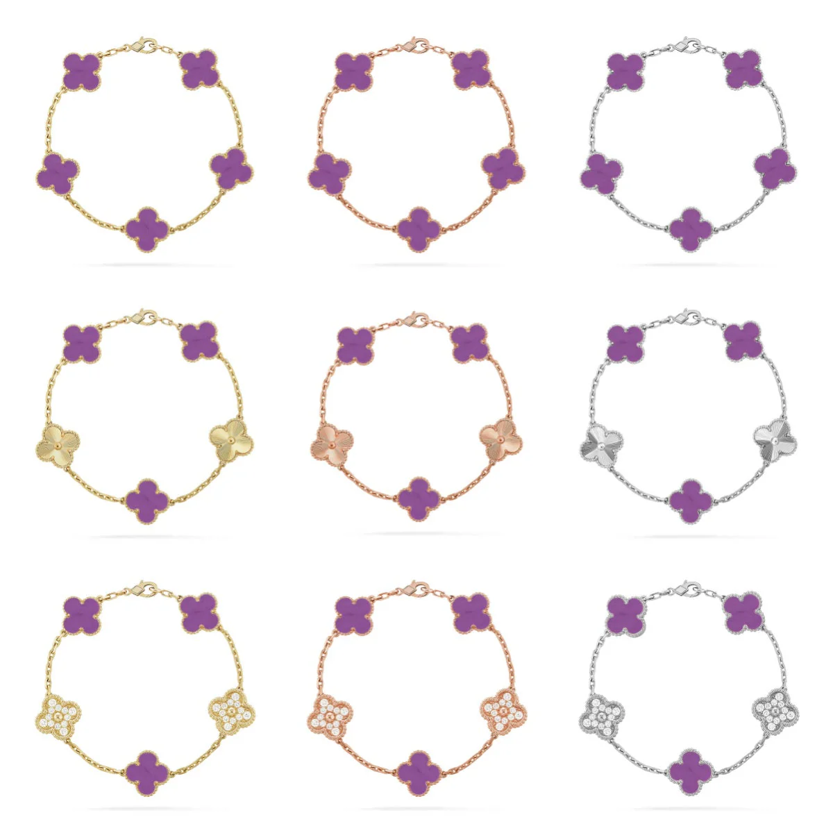 [Resenly Jewelry] CLOVER 5 MOTIF VIOLET BRACELET COLLECTION