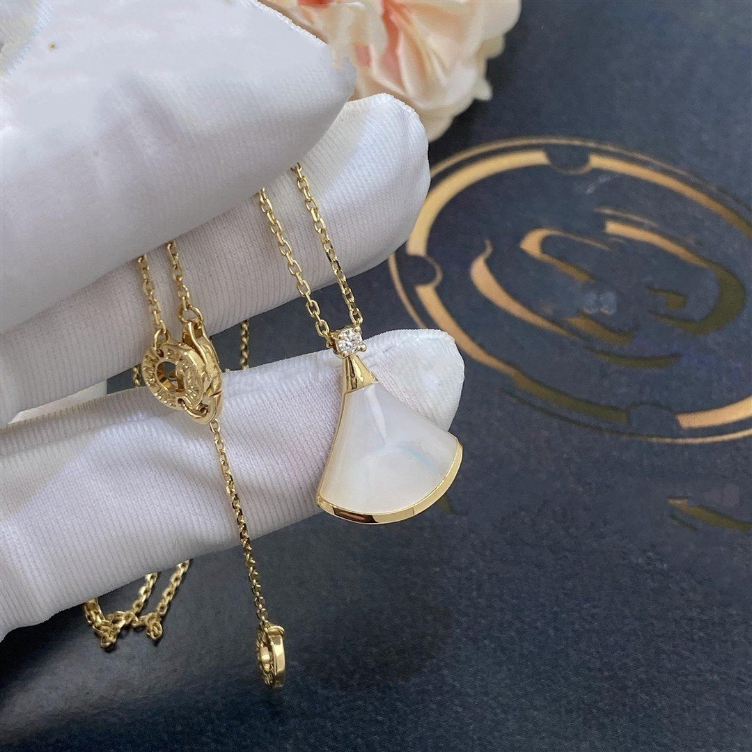 [Resenly Jewelry]DREAM NECKLACE WHITE MOP GOLD 1 DIAMOND