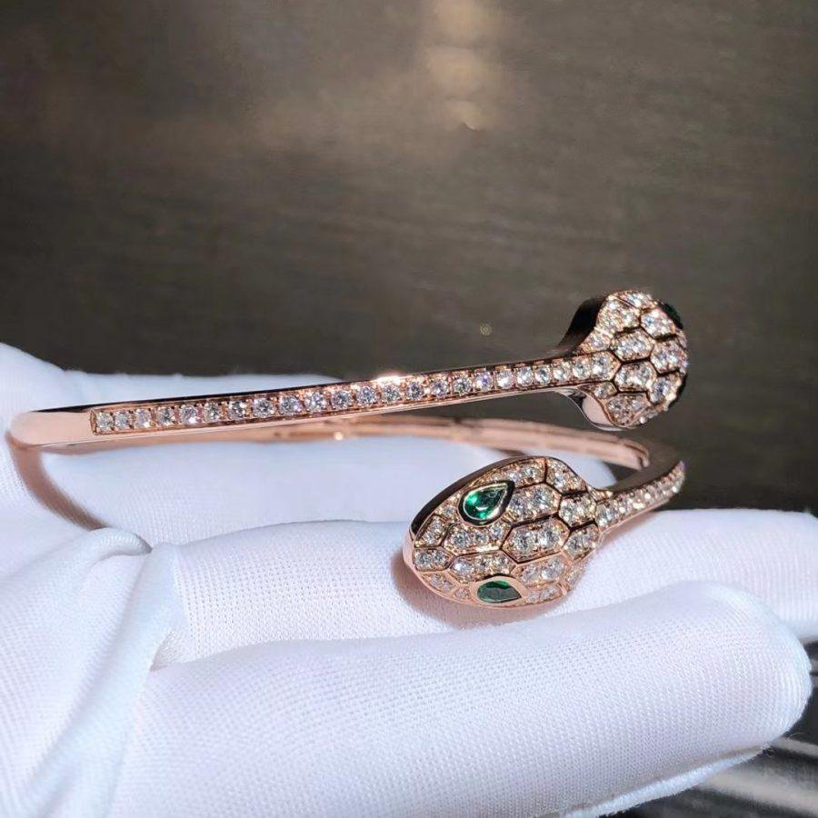 [Resenly Jewelry]SERPENTI BRACELET PINK GOLD MALACHITE DIAMOND DOUBLE SNAKE