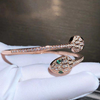 [Resenly Jewelry]SERPENTI BRACELET PINK GOLD MALACHITE DIAMOND DOUBLE SNAKE