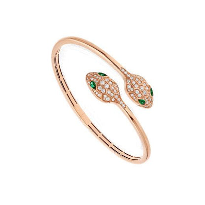 [Resenly Jewelry]SERPENTI BRACELET PINK GOLD MALACHITE DIAMOND DOUBLE SNAKE