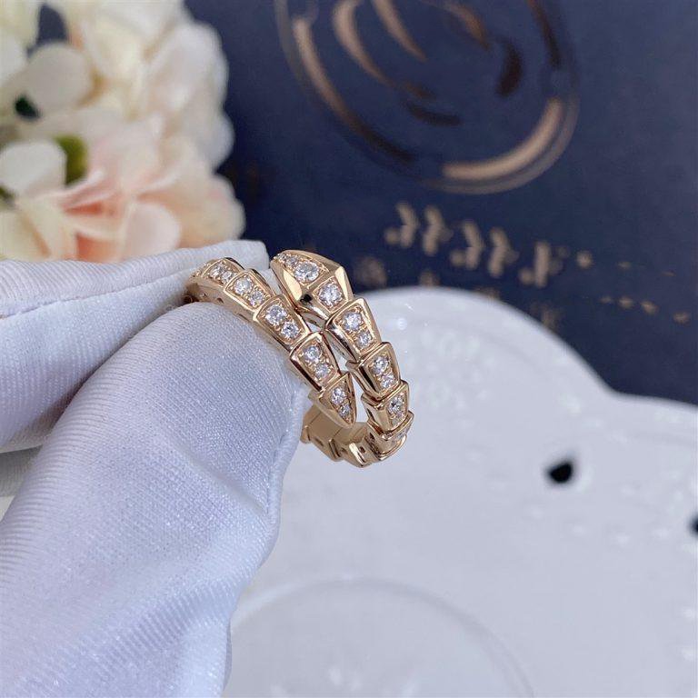 [Resenly Jewelry]SERPENTI RING PINK GOLD DIAMOND PAVED 4MM