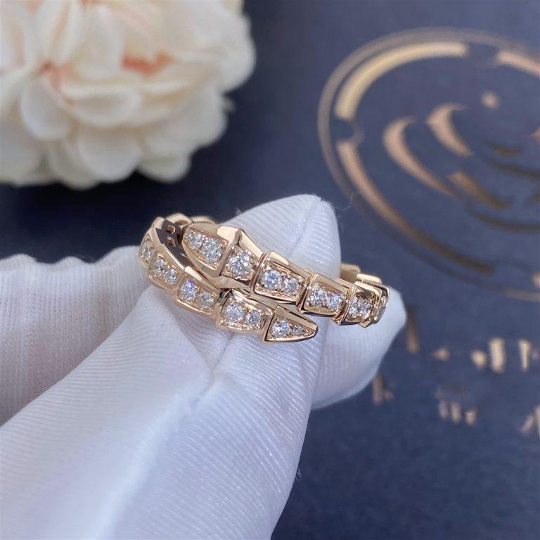 [Resenly Jewelry]SERPENTI RING PINK GOLD DIAMOND PAVED 4MM