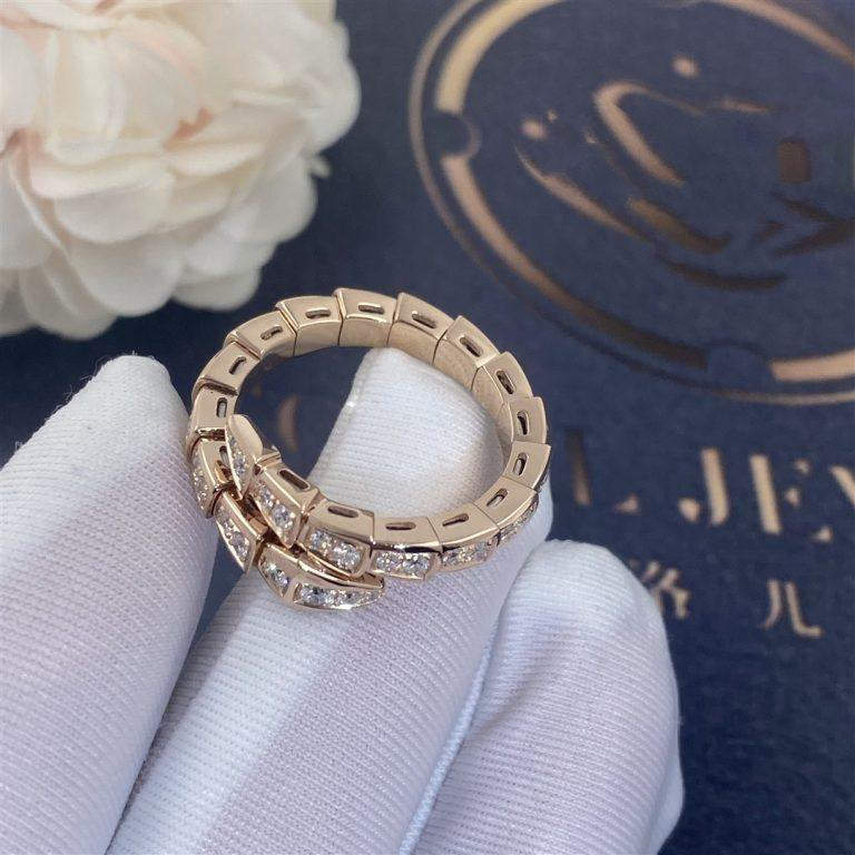 [Resenly Jewelry]SERPENTI RING PINK GOLD DIAMOND PAVED 4MM
