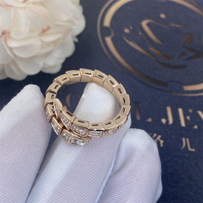 [Resenly Jewelry]SERPENTI RING PINK GOLD DIAMOND PAVED 4MM