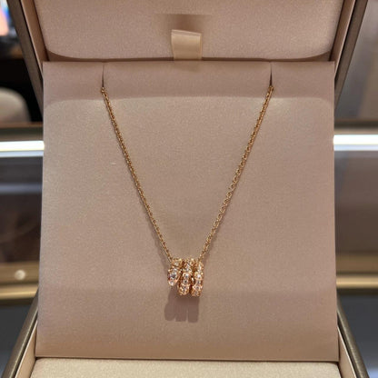 [Resenly Jewelry]SERPENTI PINK GOLD NECKLACE DOUBLE RING DIAMOND
