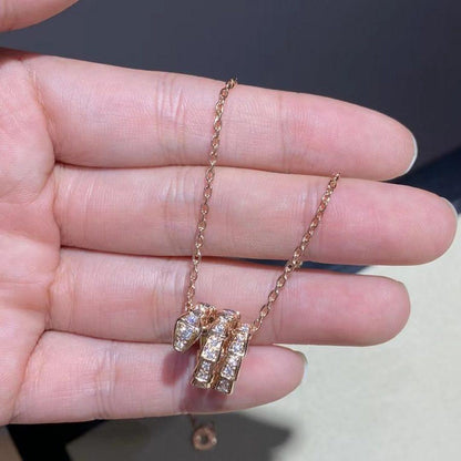 [Resenly Jewelry]SERPENTI PINK GOLD NECKLACE DOUBLE RING DIAMOND