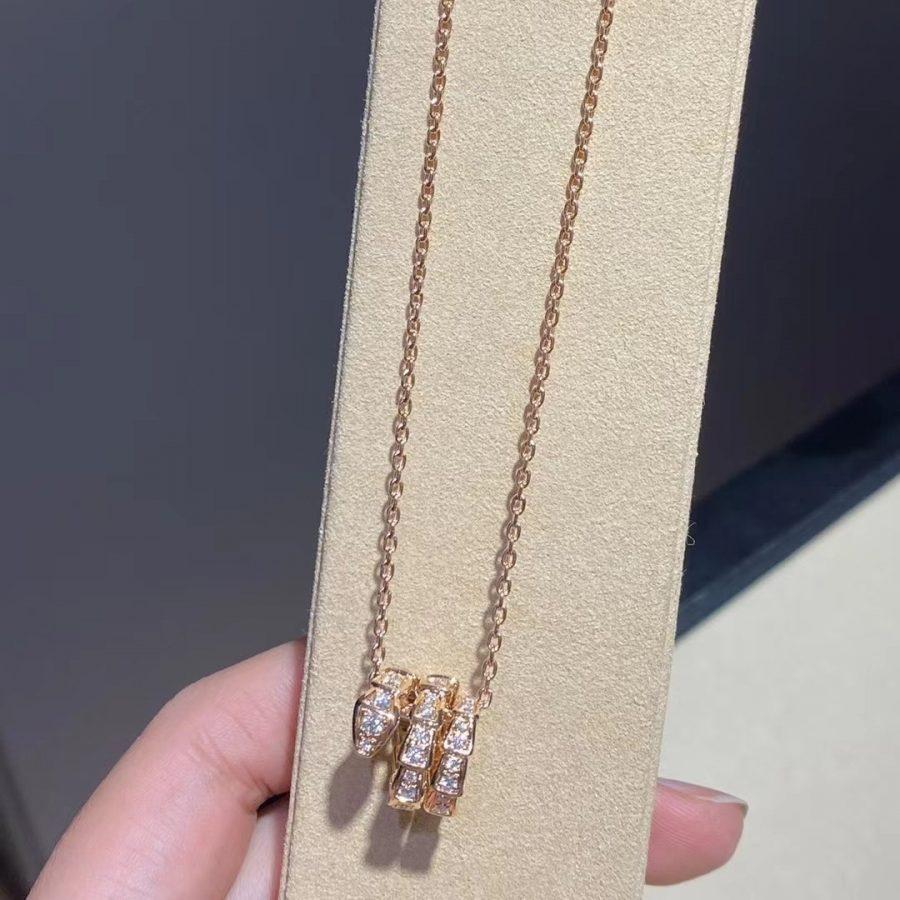 [Resenly Jewelry]SERPENTI PINK GOLD NECKLACE DOUBLE RING DIAMOND