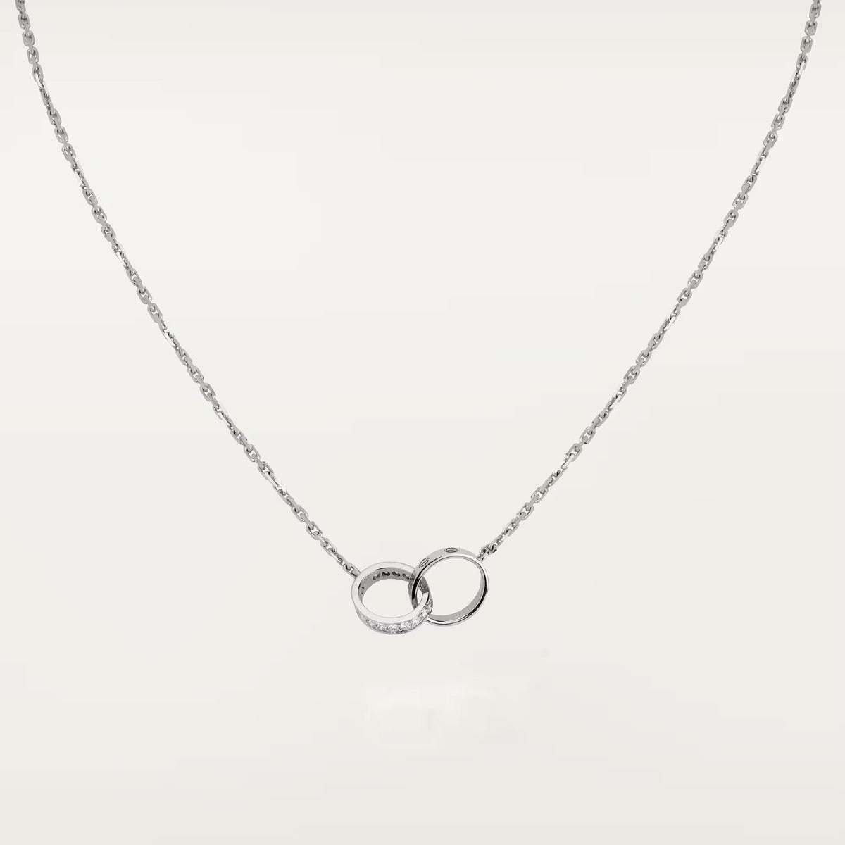 [Resenly Jewelry]LOVE DOUBLE RING HALF DIAMOND NECKLACE