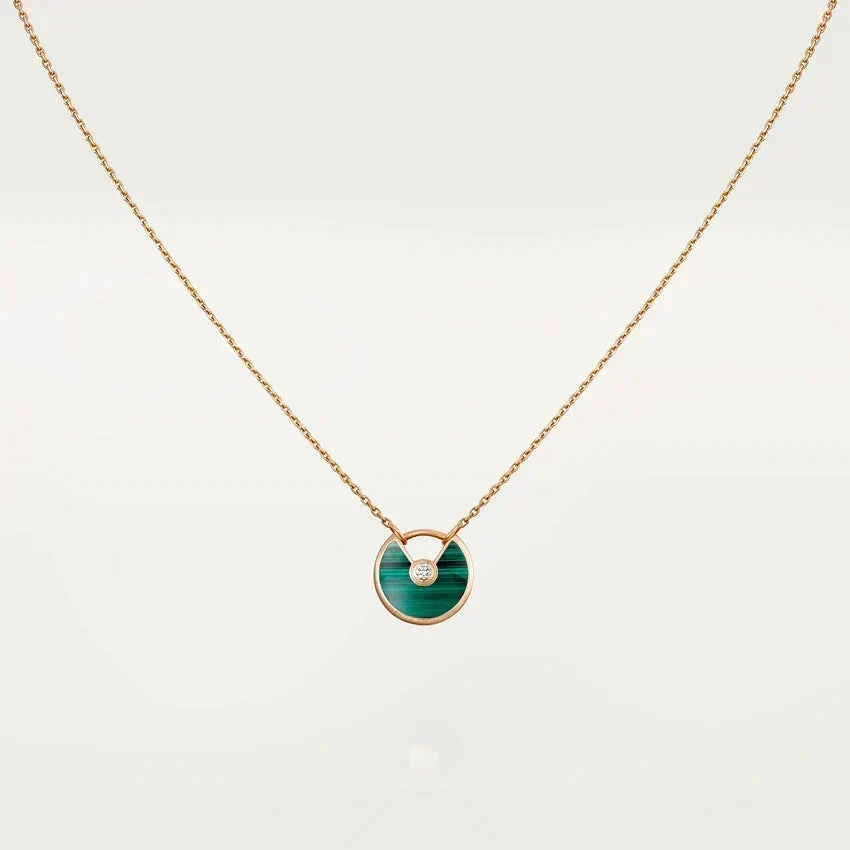 [Resenly Jewelry]AMULETTE ROSE GOLD MALACHITE NECKLACE