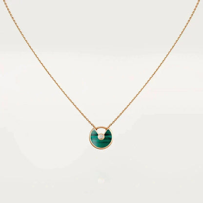 [Resenly Jewelry]AMULETTE ROSE GOLD MALACHITE NECKLACE
