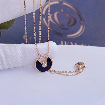 [Resenly Jewelry]AMULETTE ROSE GOLD ONYX NECKLACE