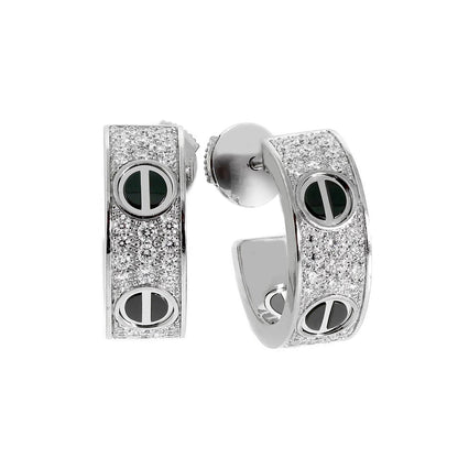 [Resenly Jewelry]LOVE CERAMIC DIAMOND PAVED SILVER EARRINGS