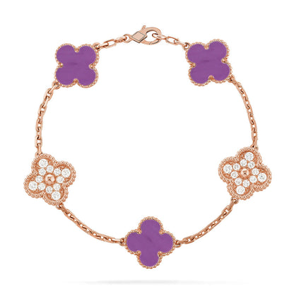 [Resenly Jewelry] CLOVER 5 MOTIF VIOLET BRACELET COLLECTION