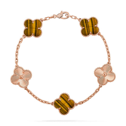 [Resenly Jewelry] CLOVER 5 MOTIFS TIGER EYE BRACELET COLLECTION
